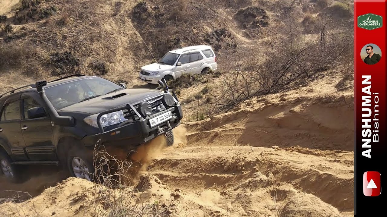 Fortuner Ironman & Stock, Storme 400, Thar MLD, XUV AWD, Duster AWD: Challenging Sandy climb.