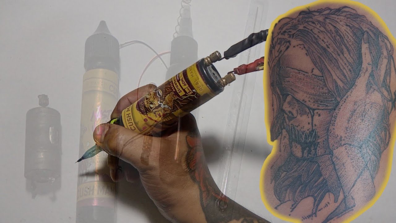 How to make PENTYPE tattoo machine w/ vape juice botle using DC MOTOR 🔥