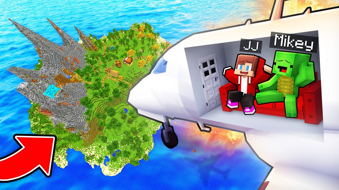 Mikey and JJ Crashed on the Island in Minecraft (Maizen)