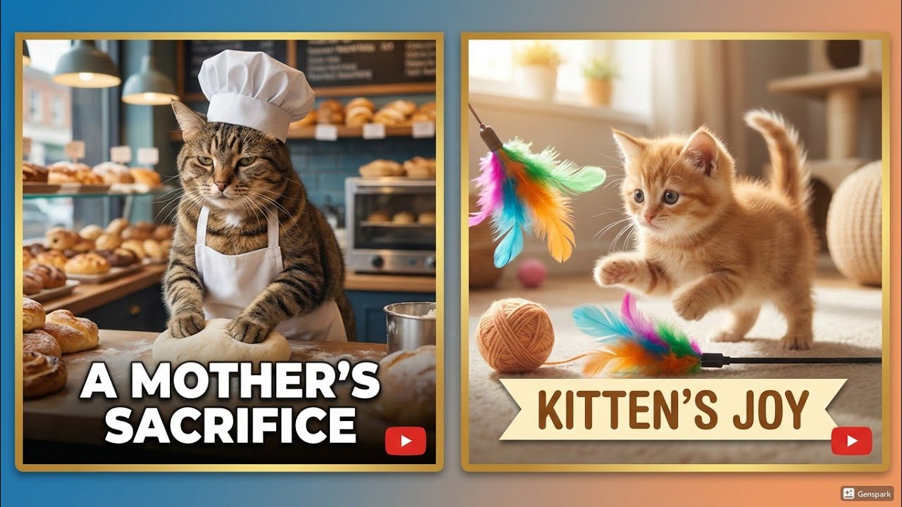 Mama Cat's Love: Working at Bakery for Her Kittens 🐱💕"