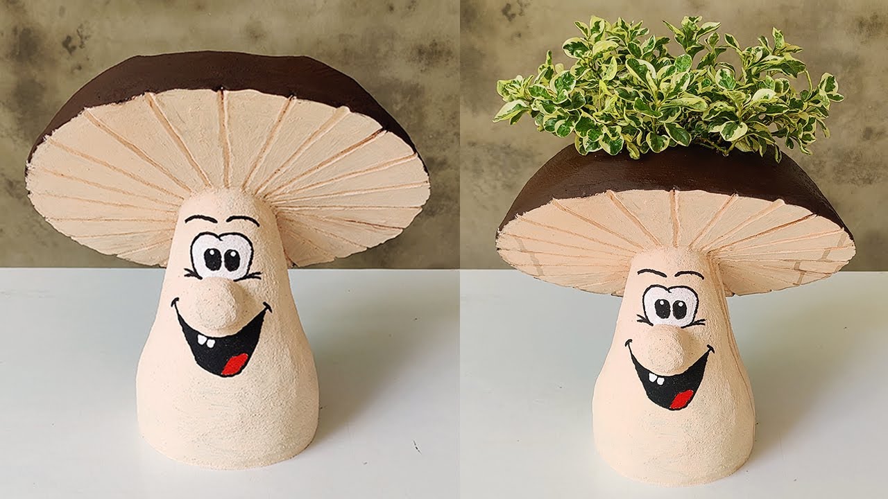 Awesome Flower Pot Making | Mushroom-Shaped Flower Pot | Creative Flower Pots Design Ideas