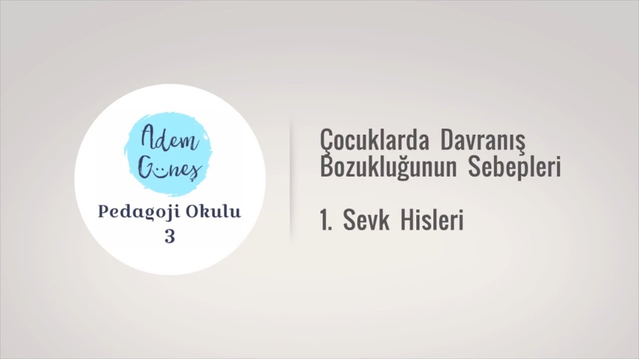 Çocuklarda Davranış Bozukluğunun Sebepleri 1. Sevk Hisleri