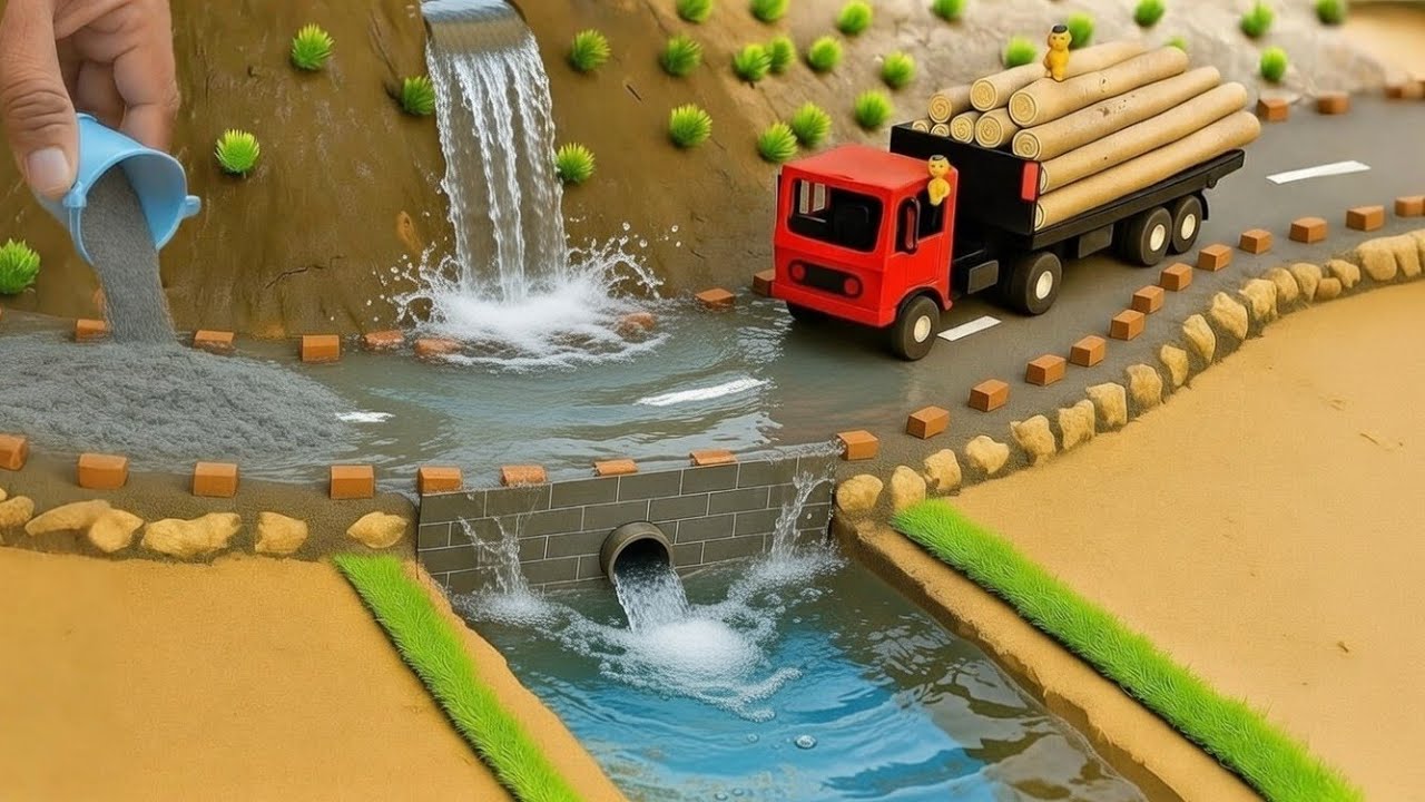 DIY Mini TruckBuilds Brick & Metal Railing Bridge | Fun Construction&nbsp;Science&nbsp;Project World | DIY 
