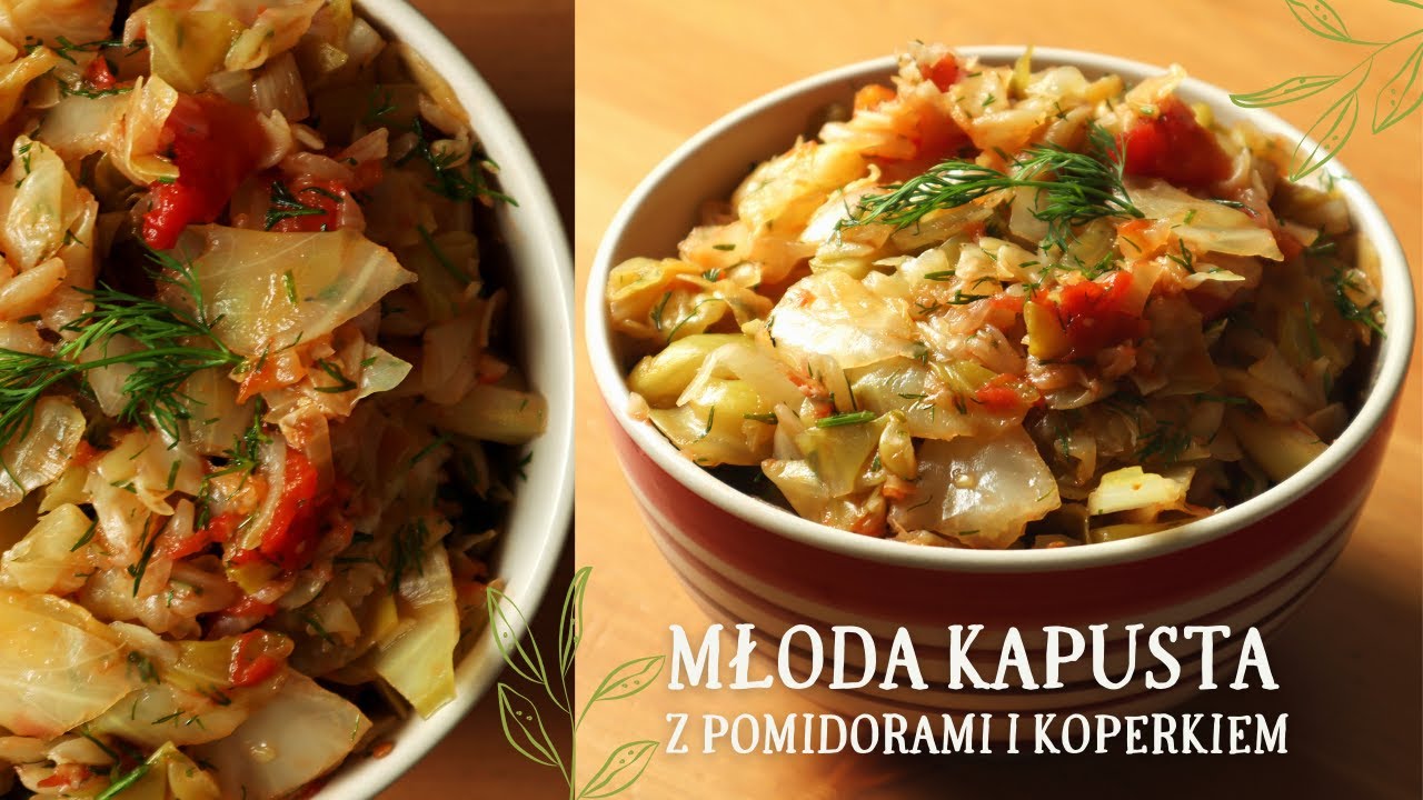 Рецепт молодой капусты с помидорами.