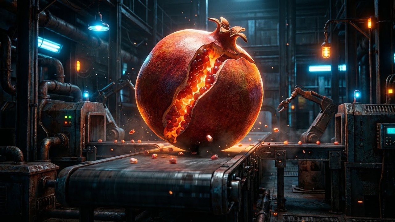 Pomegranate Factory ASMR — Full Industrial Process