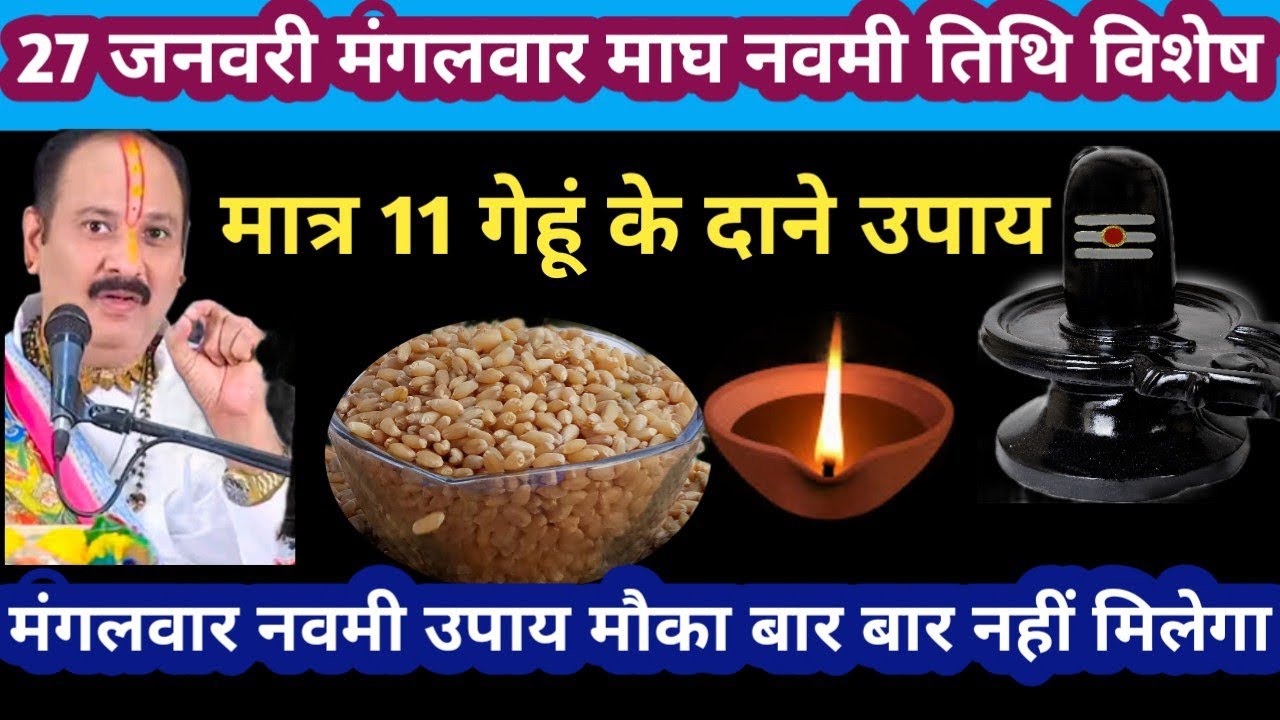 27 जनवरी मंगलवार माघ नवमी तिथि विशेष मात्र 11 गेहूं के दाने उपाय #navmi#upay#pradeepmishraji#katha