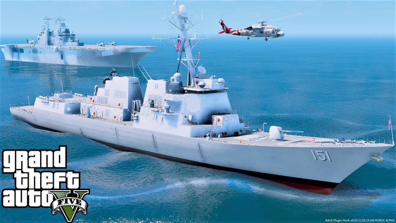 GTA 5 Mod US Navy Arleigh Burke-Class Destroyer Warship USS Nathan James Guided Missile Destroyer