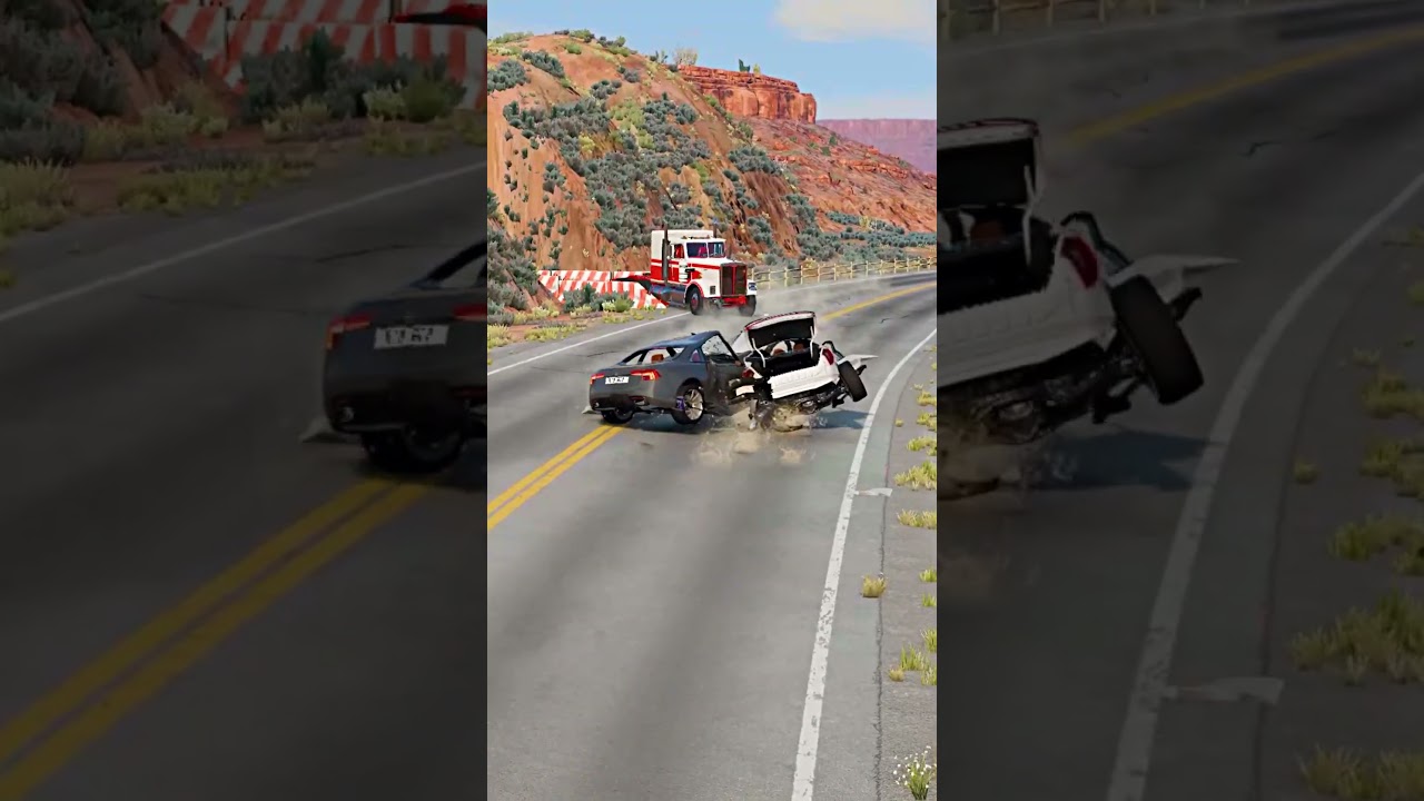 Realistic Highway Car Crashes #126