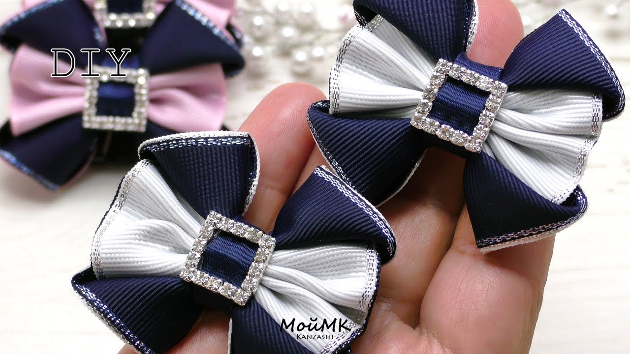 МАЛЕНЬКИЕ БАНТИКИ КАНЗАШИ ИЗ РЕПСОВОЙ ЛЕНТЫ 🎀﻿ МАСТЕР КЛАСС МОЙМК