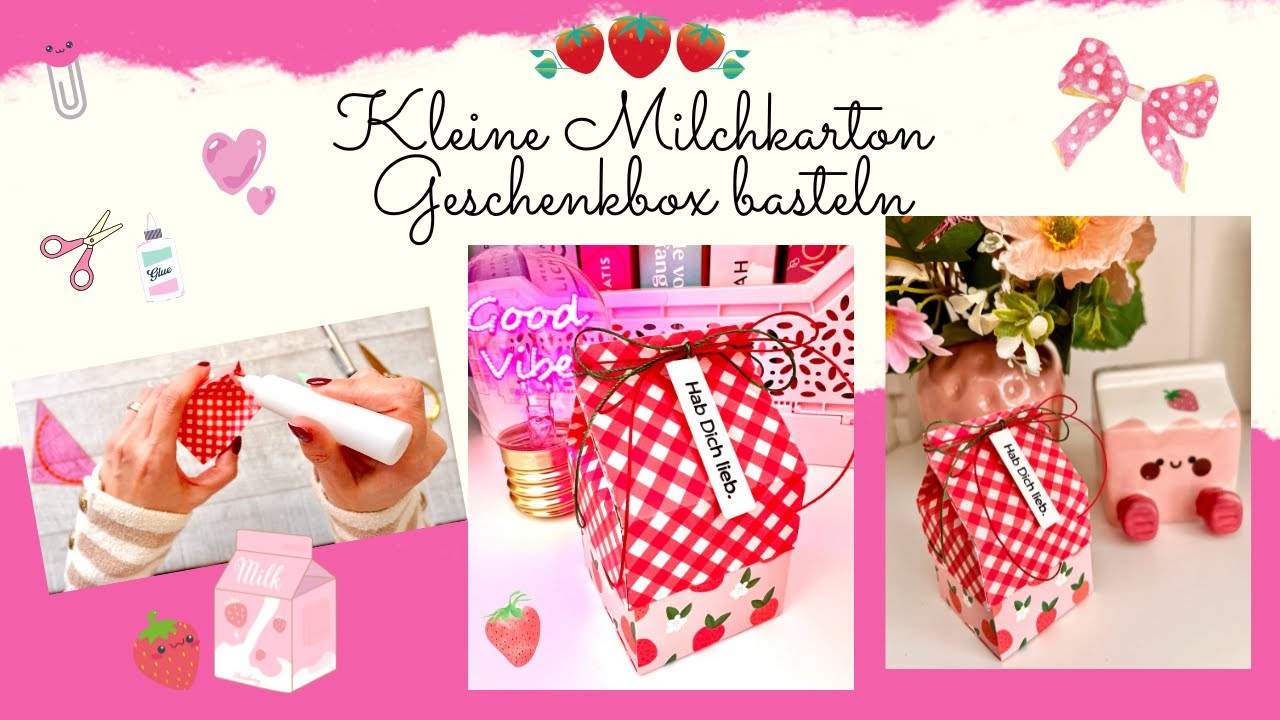 ☀️💞 Kleine Milchkarton Geschenkbox basteln 🍓💝 I in cm I Ganz einfach 🙃 I DIY I Annilis Welt ☀️💞