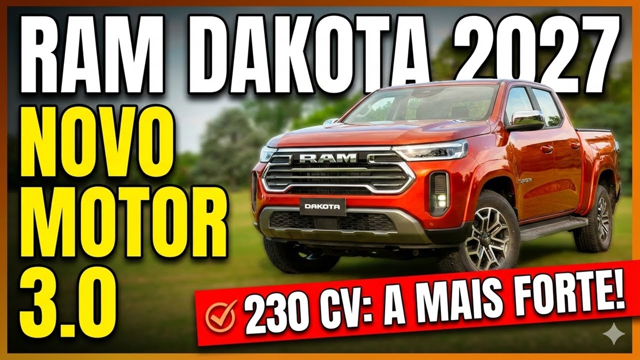 Ram Dakota 2027 vai ganhar motor 3.0 turbo diesel e mira Ranger e Amarok