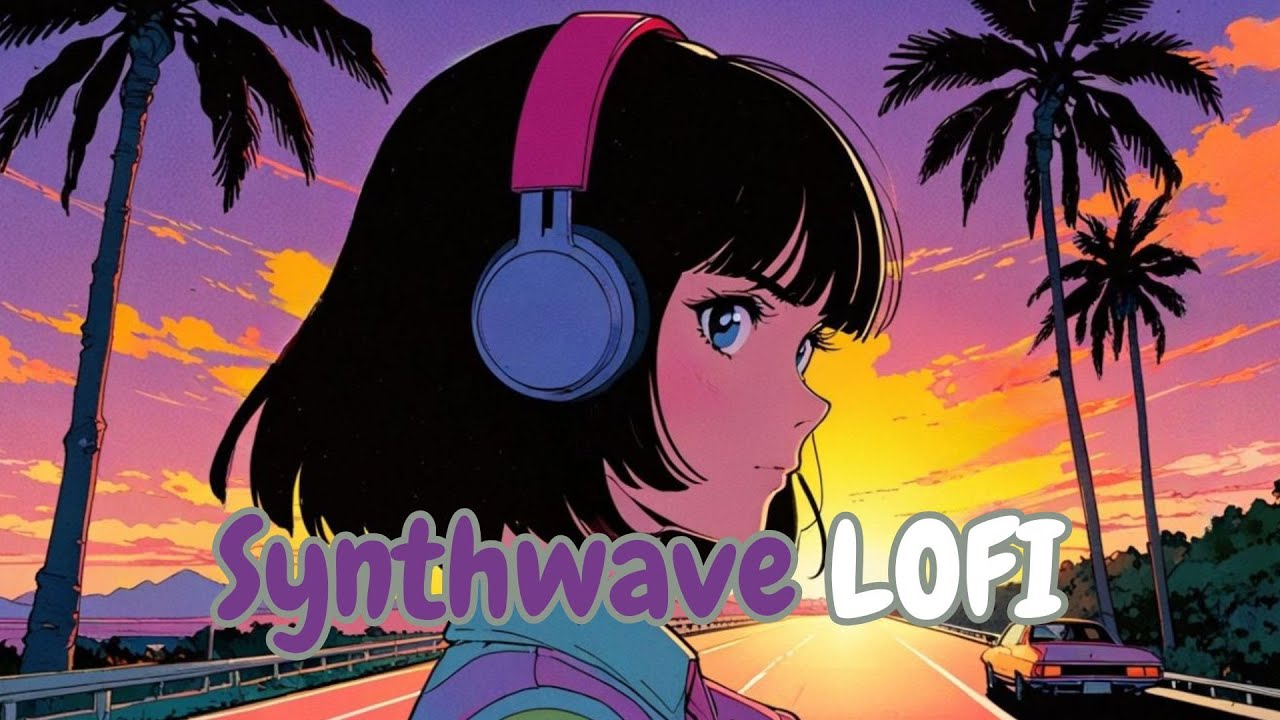 🌅🚗 Sunset Neon Drive | 1 Hour of Chill Synthwave Lofi Beats for Relax & Focus 🎧💜