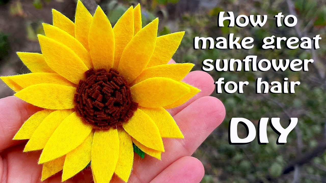 💯DIY❗Great sunflower for hair❗Felt hair pin