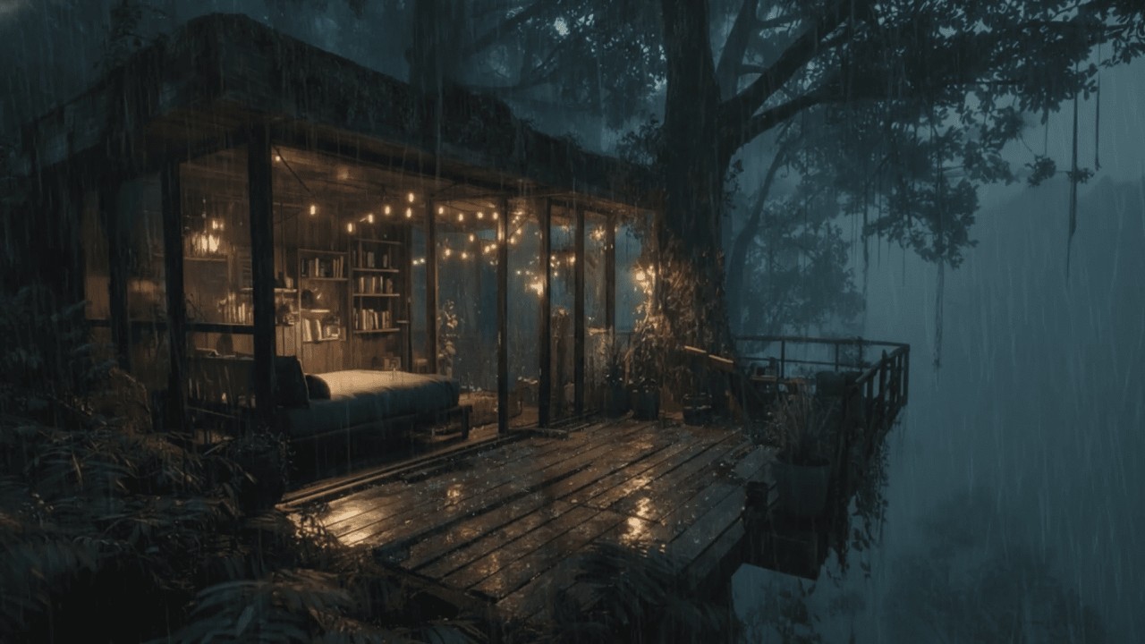 Best Rain Sound for Sleep 😴| Rain on cozy bedroom in the forest🍂