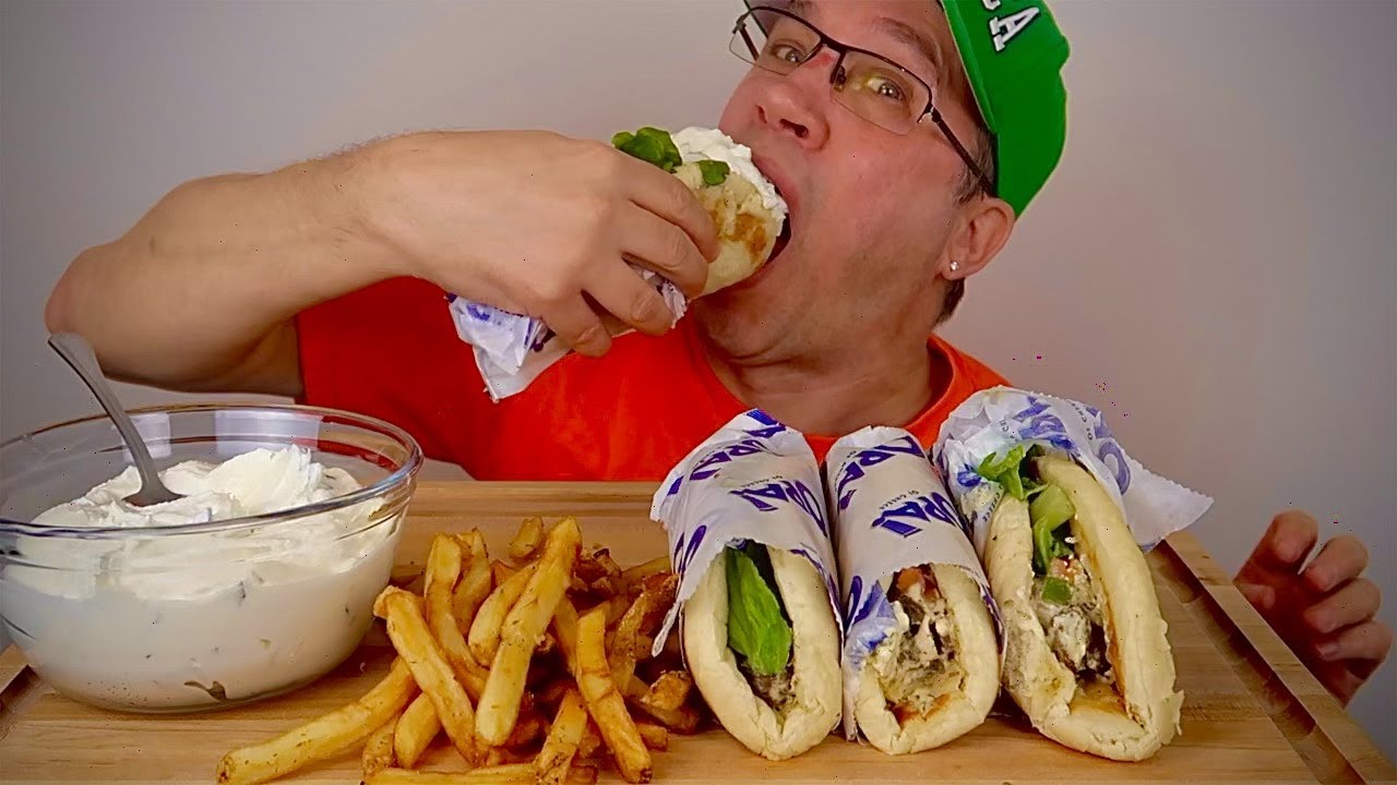 ASMR • Gyro • Wraps • Fries  & Tzatziki Sauce • Mukbang • Feast ( eating sounds  )