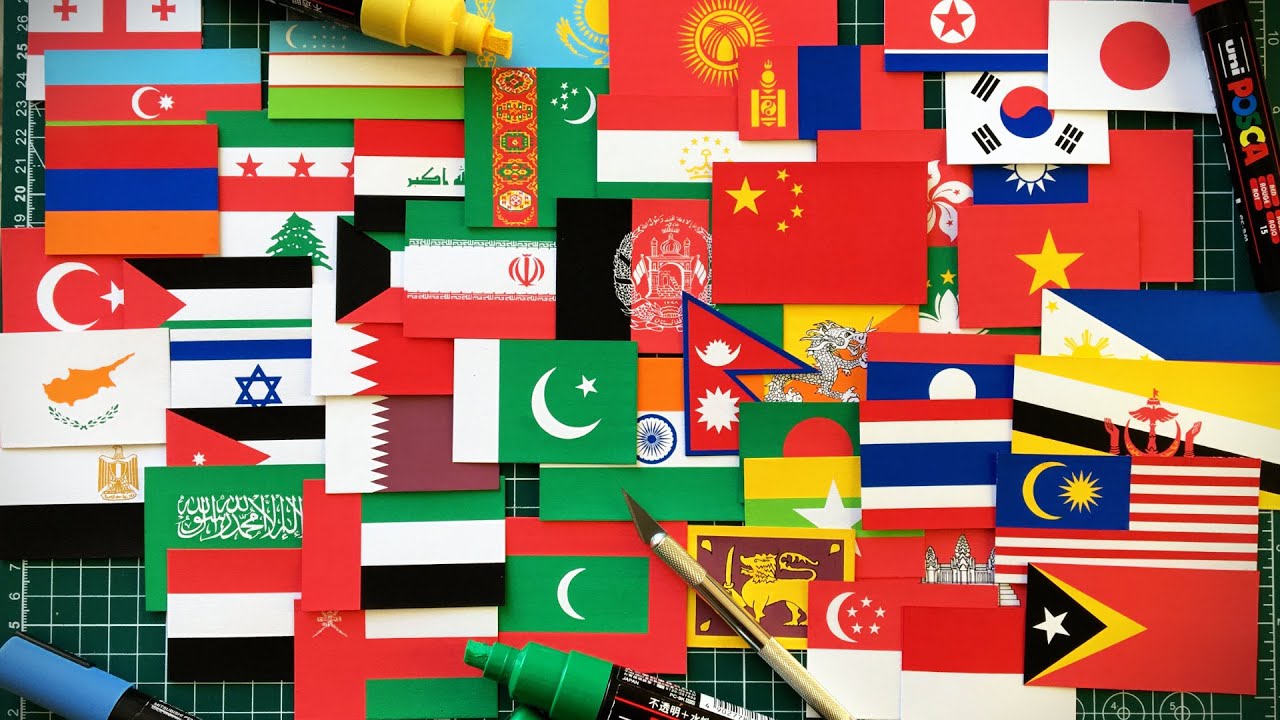 All Asian Flags Drawing Collection 🌏