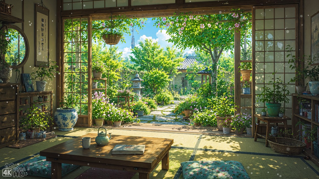 Living Quietly In A Small Japanese Garden 🌿 Morning Lofi For Peaceful Day 🌿 Chill Spring Lofi Vibes