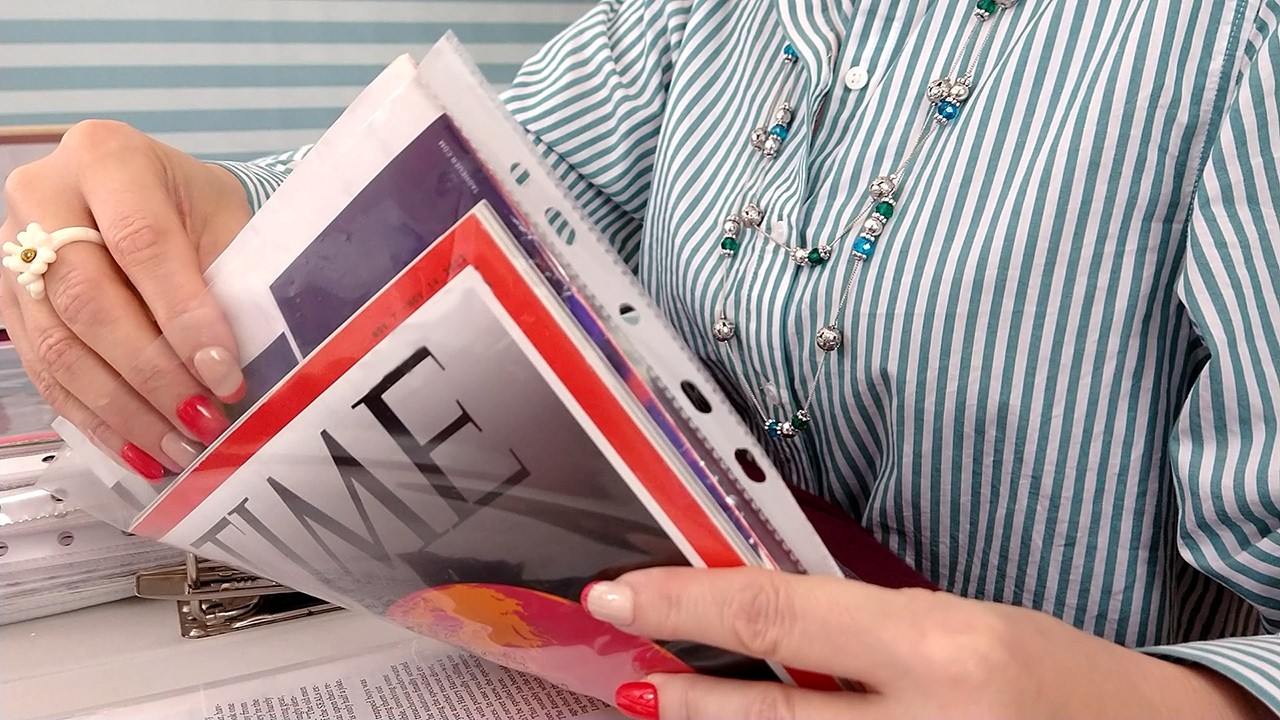 ASMR Rifling Through Time Magazine (Plastic Sheet Protectors, Some Ripping & Cutting) • No Talking