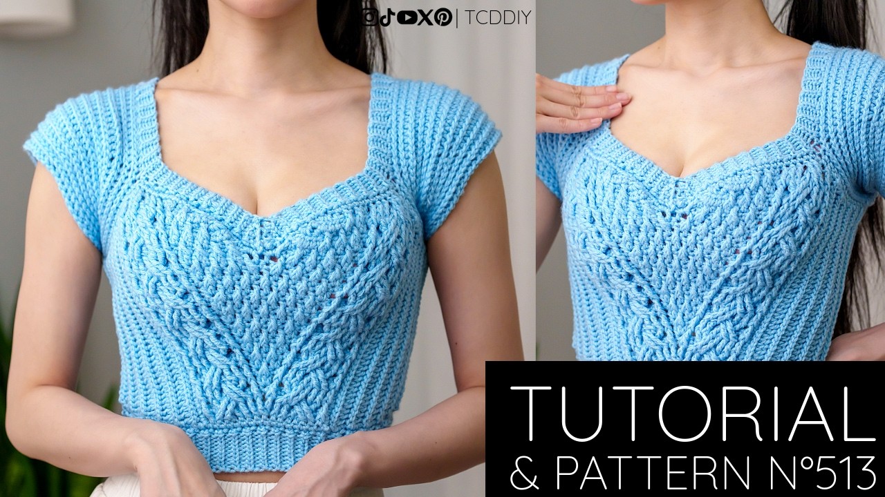 How to Crochet: Sweetheart Cable Stitch Crop Top | Pattern & Tutorial DIY