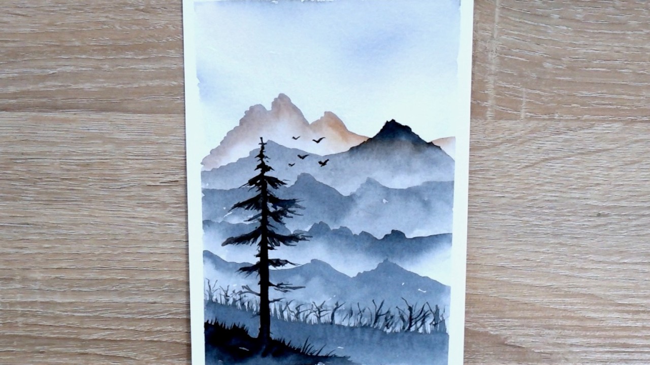 EASY MOUNTAIN LANDSCAPE - BEGINNER WATERCOLOUR