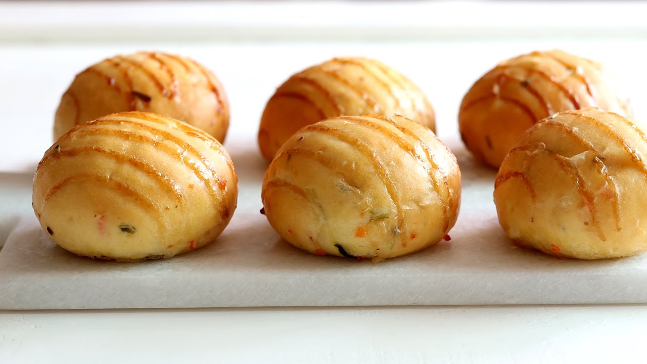 [손반죽] 눈으로 먹고 맛으로 먹는 야채 모닝빵 만들기(vegetable dinner roll bread recipe)
