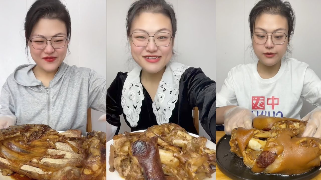 Mukbang Challenge:Eat cow tongue belly rib belly pork skin roll 🥐#mukbang #yummyfood  #eatingsounds