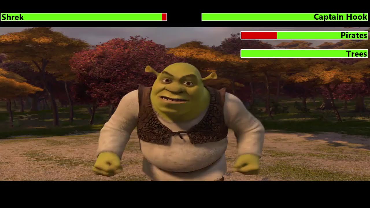 Shrek & Friends vs. Captain Hook with healthbars