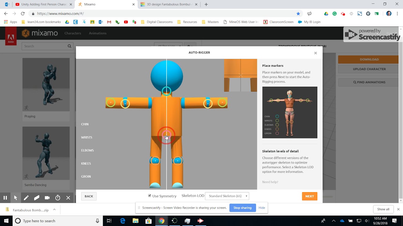 Mixamo:  Rigging a character created in Tinkercad