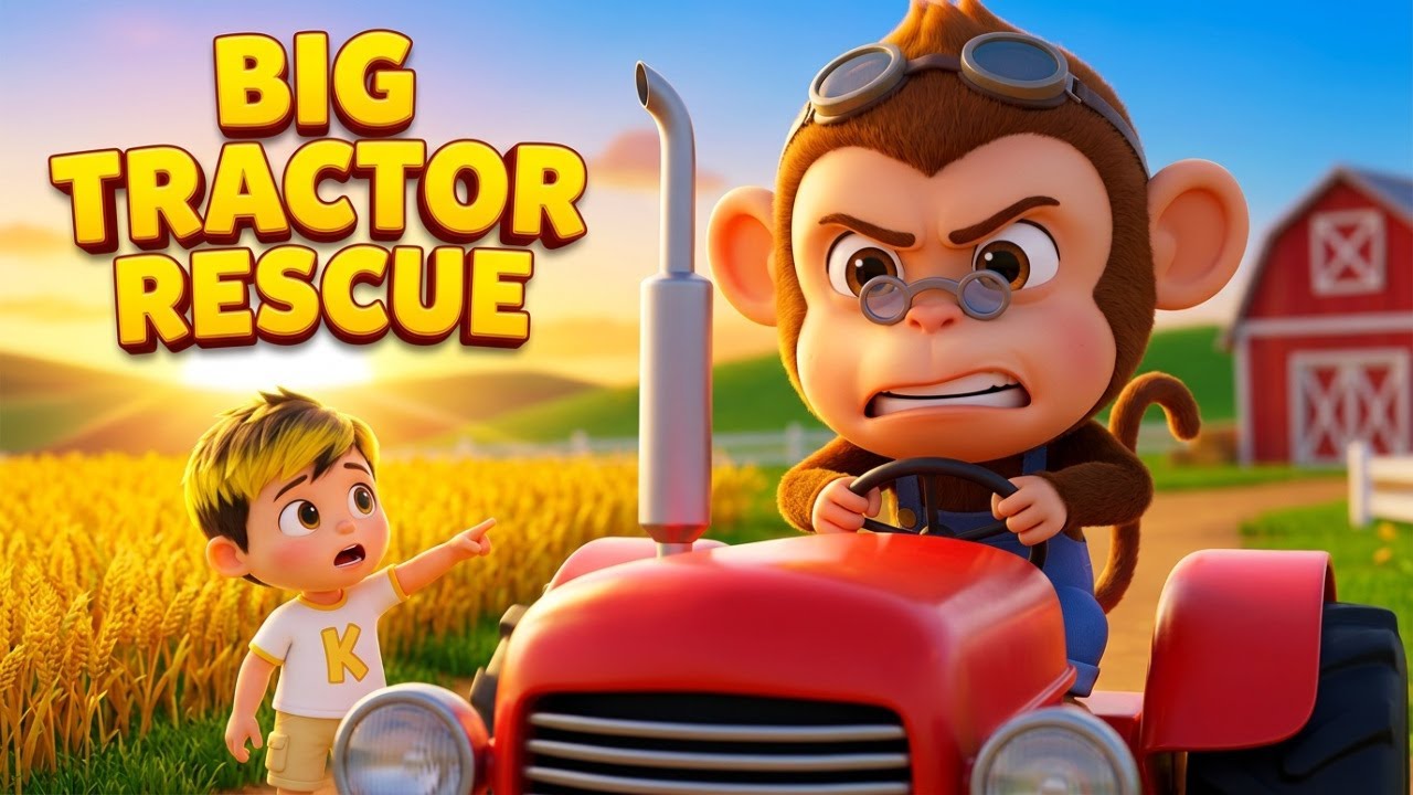 Monkey Funny | Tiko's Big Tractor Rescue with Farm Animal Friends | Monkey Cartoon