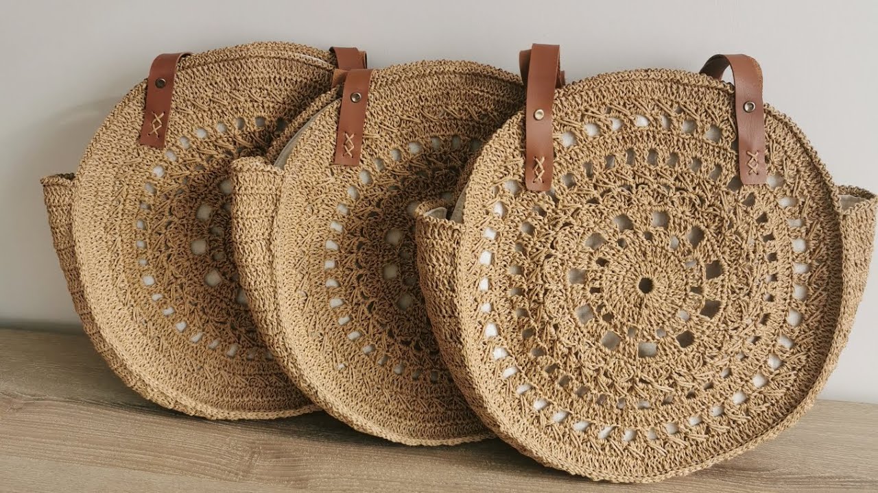 Aryalara Tasarım İmzalı Kağıt İpten Yuvarlak (Daire) Çanta Yapımı Part 2 (astarlama içinde) #crochet