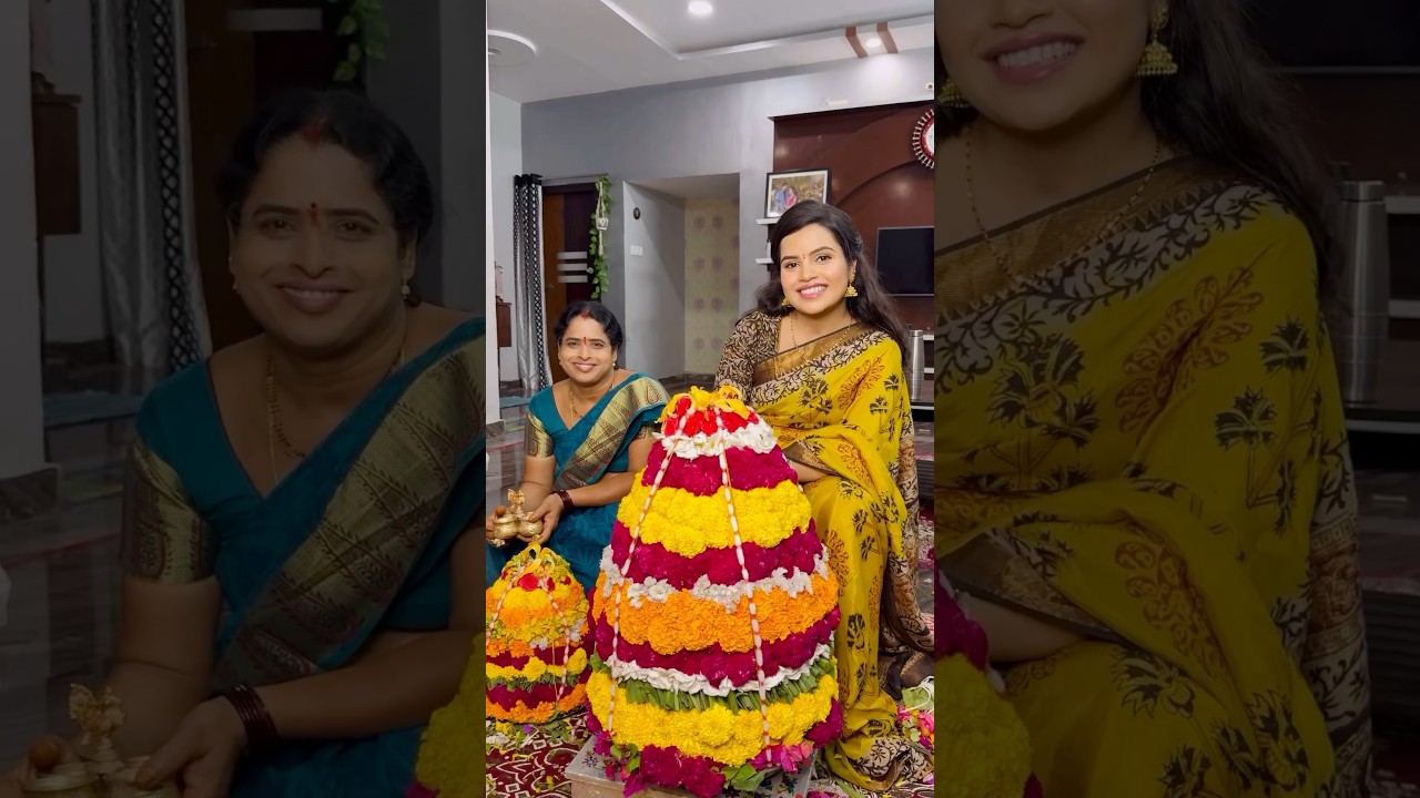 🌸 Saddula Bathukamma 🌸🌺😍 This year is very special for me🫠 #shortsvideo #festival #trend #short