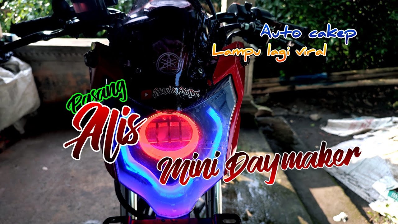 Pasang mini daymaker + alis di Vixion