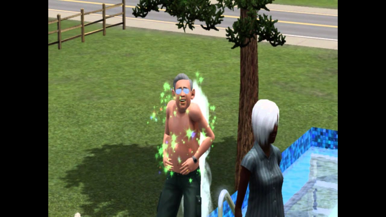 Elder Male Sim has a baby Alien...