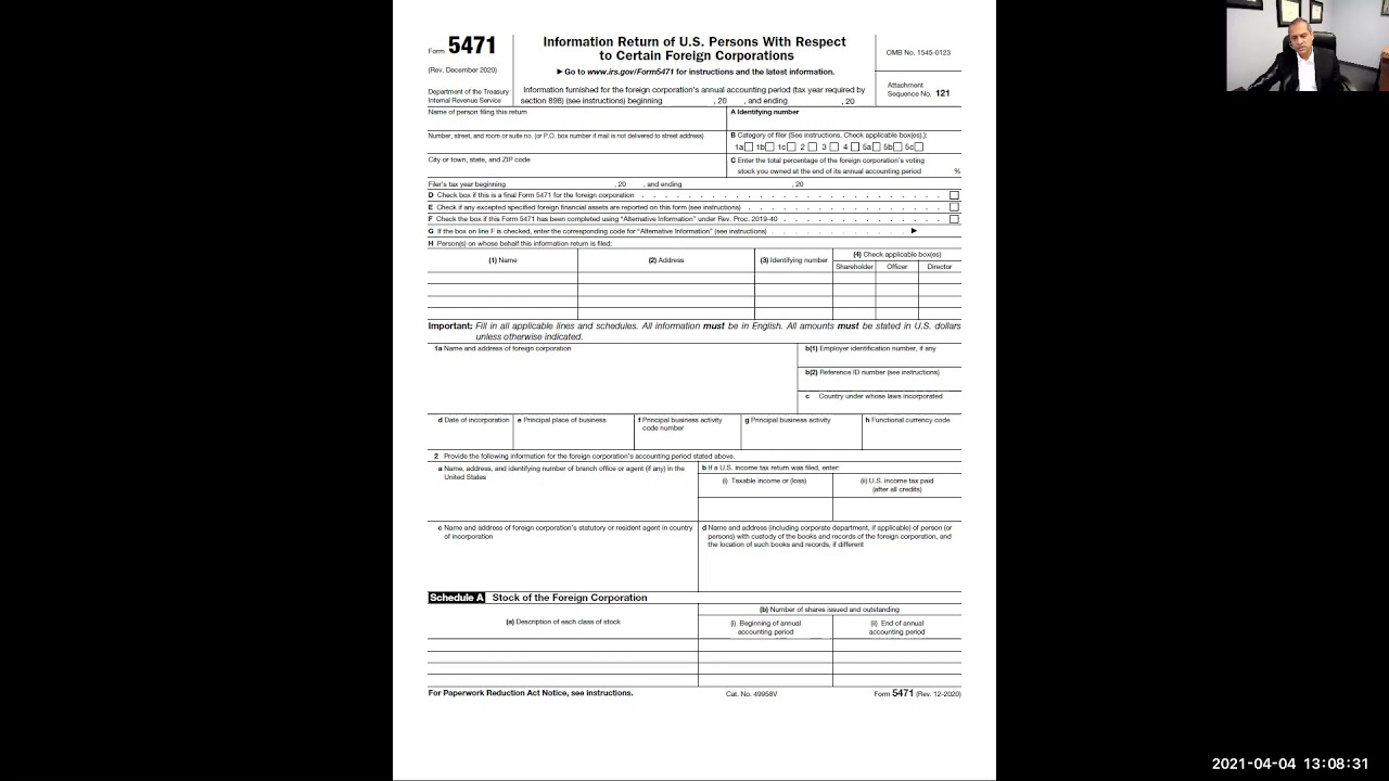 Form 5471 Categories of Filer