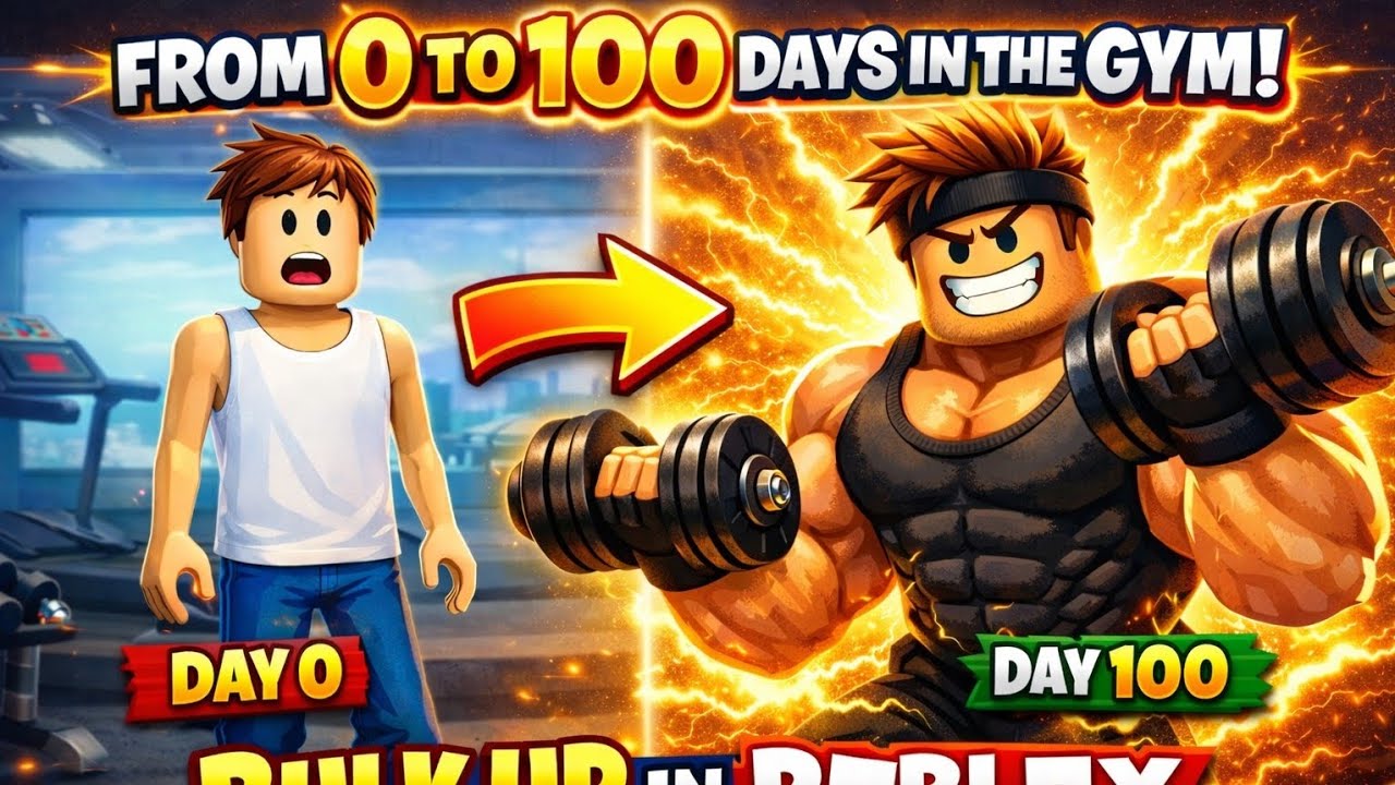 0 to 100 Days Gym Challenge in Roblox (Crazy Bulk!)
