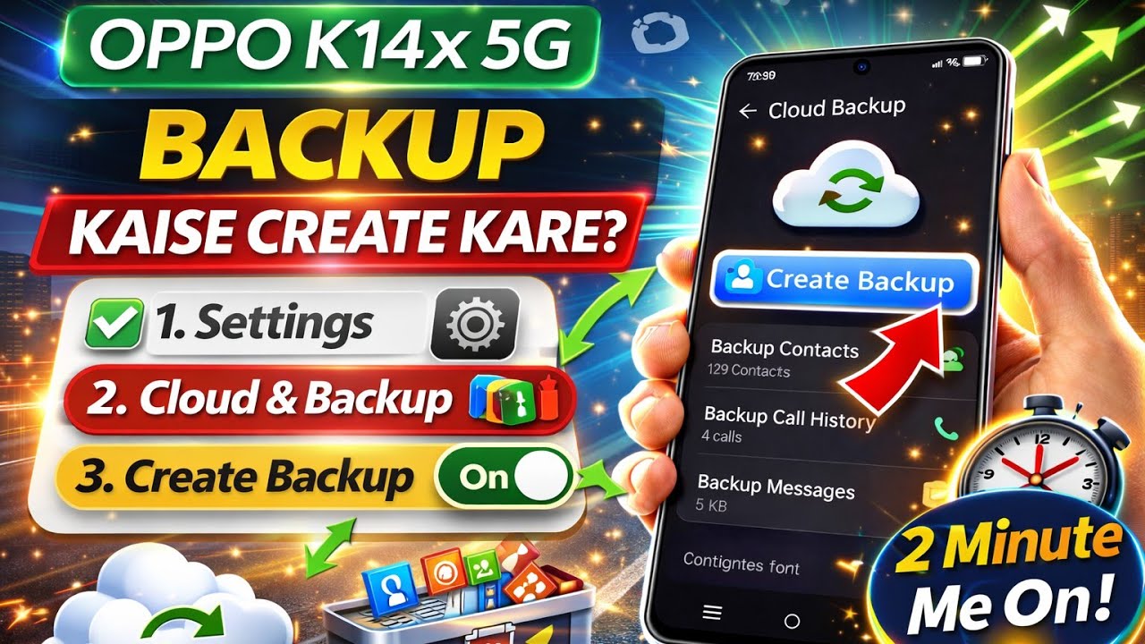 Oppo K14X 5G me Backup kaise create kare || How to create backup on Oppo K14X 5G||