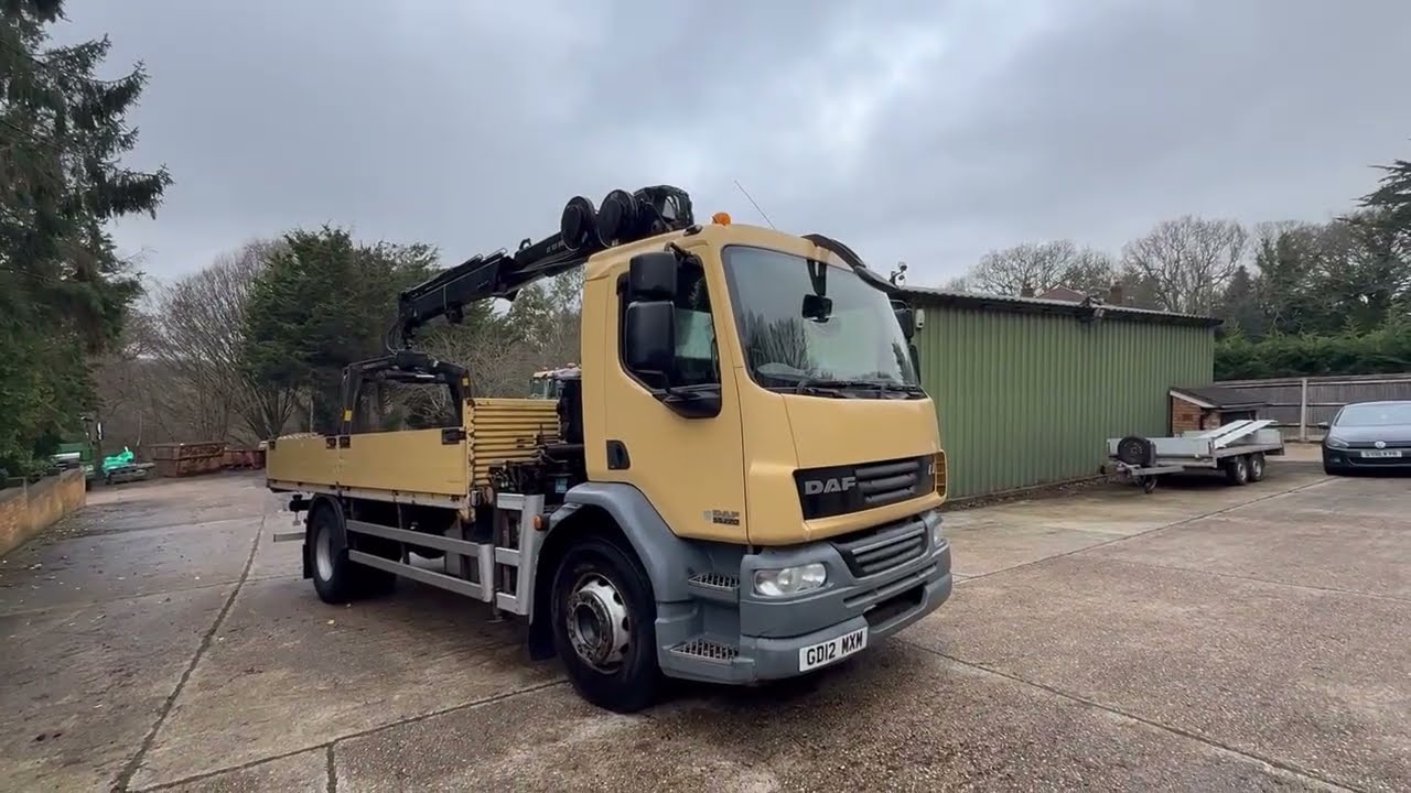 daf lf dropside crane gd12 mxm video