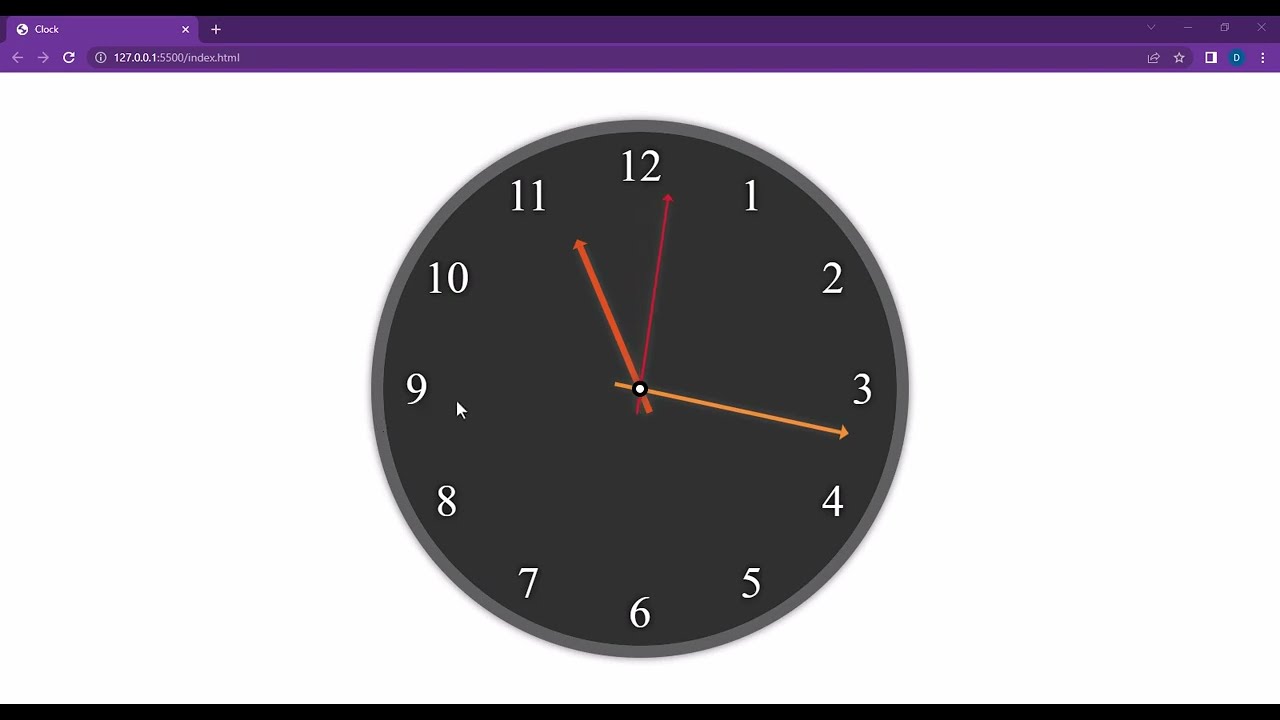 smoothly moving analog clock using html css and javascript | how to make an analog clock in js