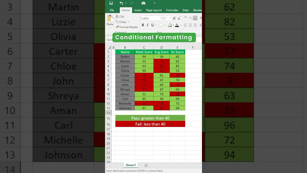 Условное форматирование в Excel | Выделение баллов &laquo;Зачёт/Незачёт&raquo; #shorts #excel