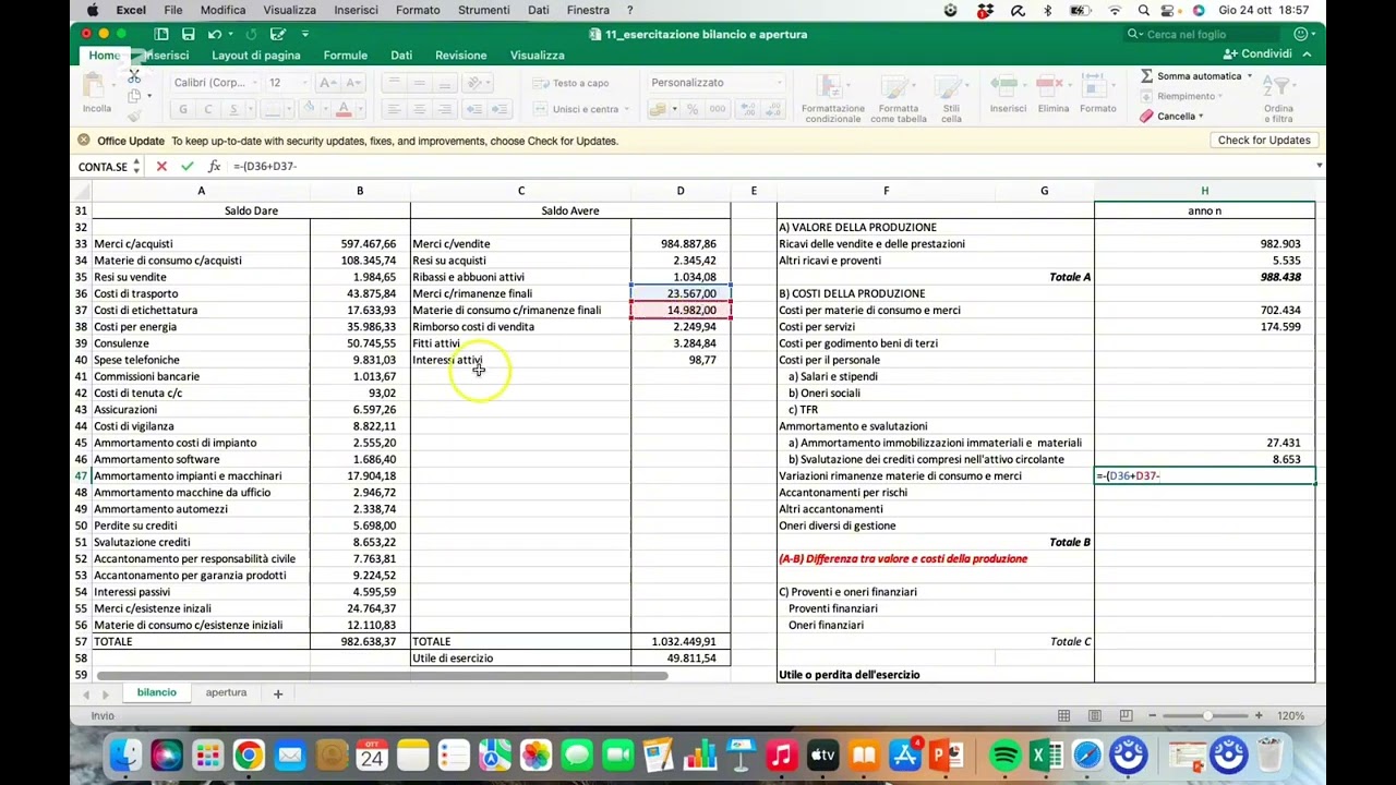 DALLA SITUAZIONE ECONOMICA AL CONTO ECONOMICO. BILANCIO MICRO IMPRESE. ESERCIZIO GUIDATO