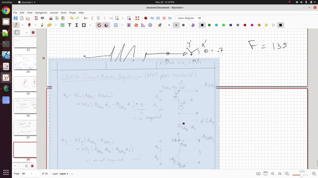 Nastran CBUSH Element Force Equations for FX, FY and FZ
