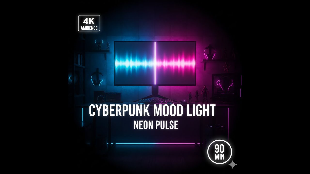 Cyberpunk Mood Light (90 Minutes) | Neon Pink & Electric Blue Pulse | Gaming Room Ambience