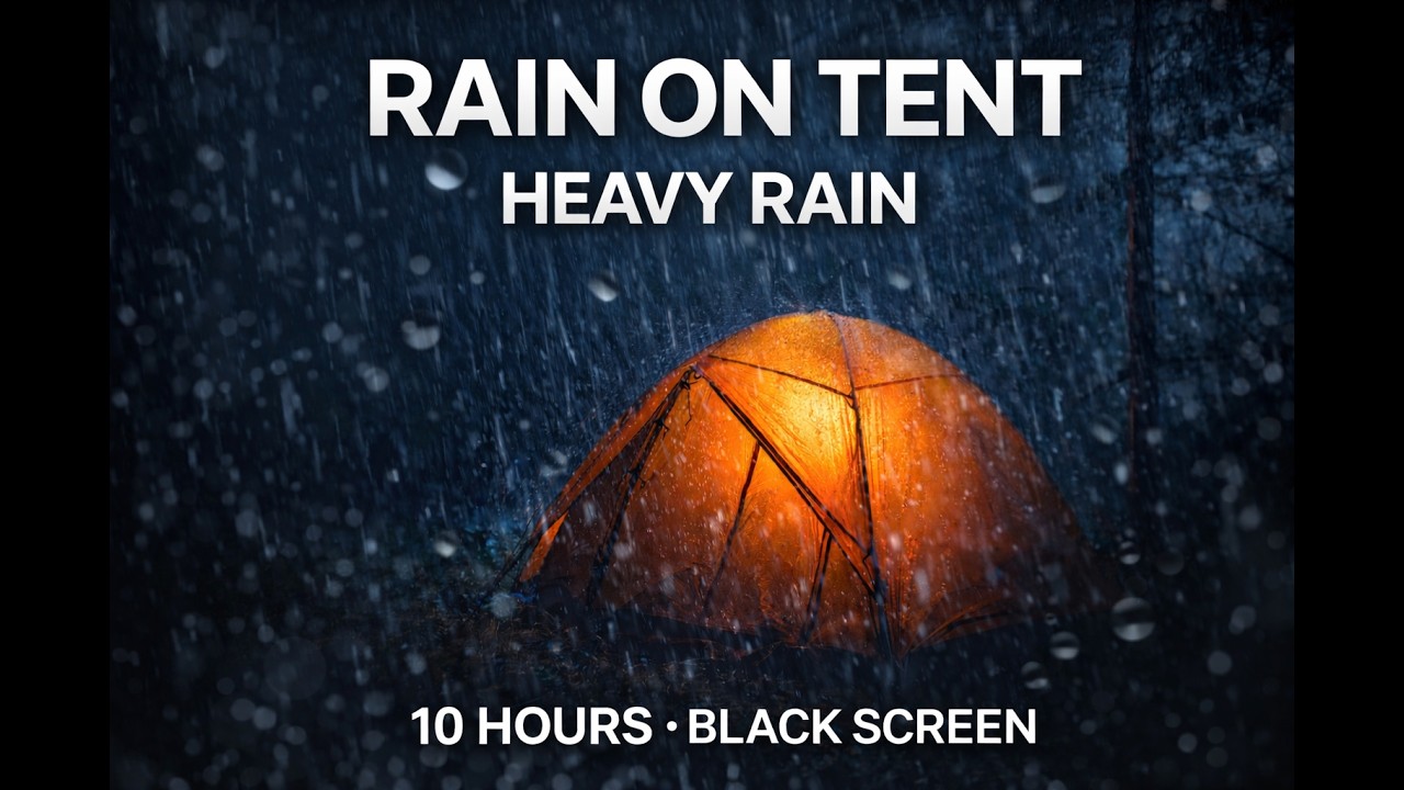 Heavy Rain on Tent While Camping ⛺ | 10 Hours Black Screen for Deep Sleep and Relaxation