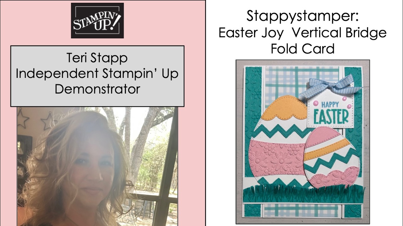 Stappystamper: Easter Joy DSP Vertical Bridge Fold Card//Lazy Daisy Embossing//Reason to Celebrate