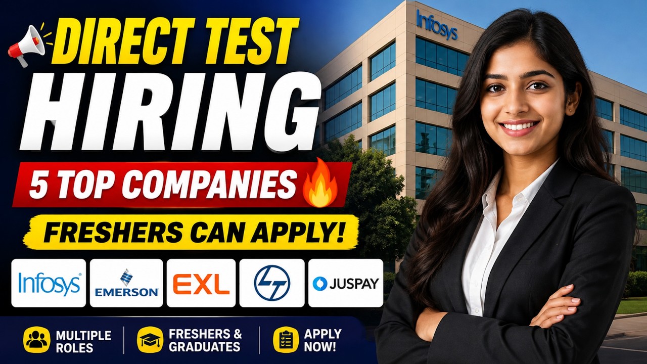 🔥 Direct Test Hiring 2026 | 5 Companies Hiring Freshers & Graduates | Apply Now