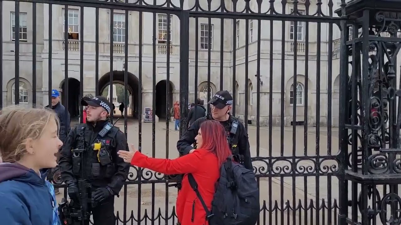 The King's guard shouts at Karen she complaines to the police. how rude #horseguardsparade