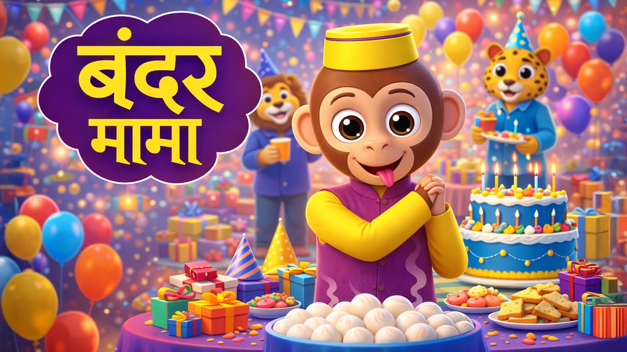 Bandar Mama Pahan Pajama | बंदर मामा | Kids Rhymes | Hindi Rhymes | Hindi Kids Poem | Kids Cartoon