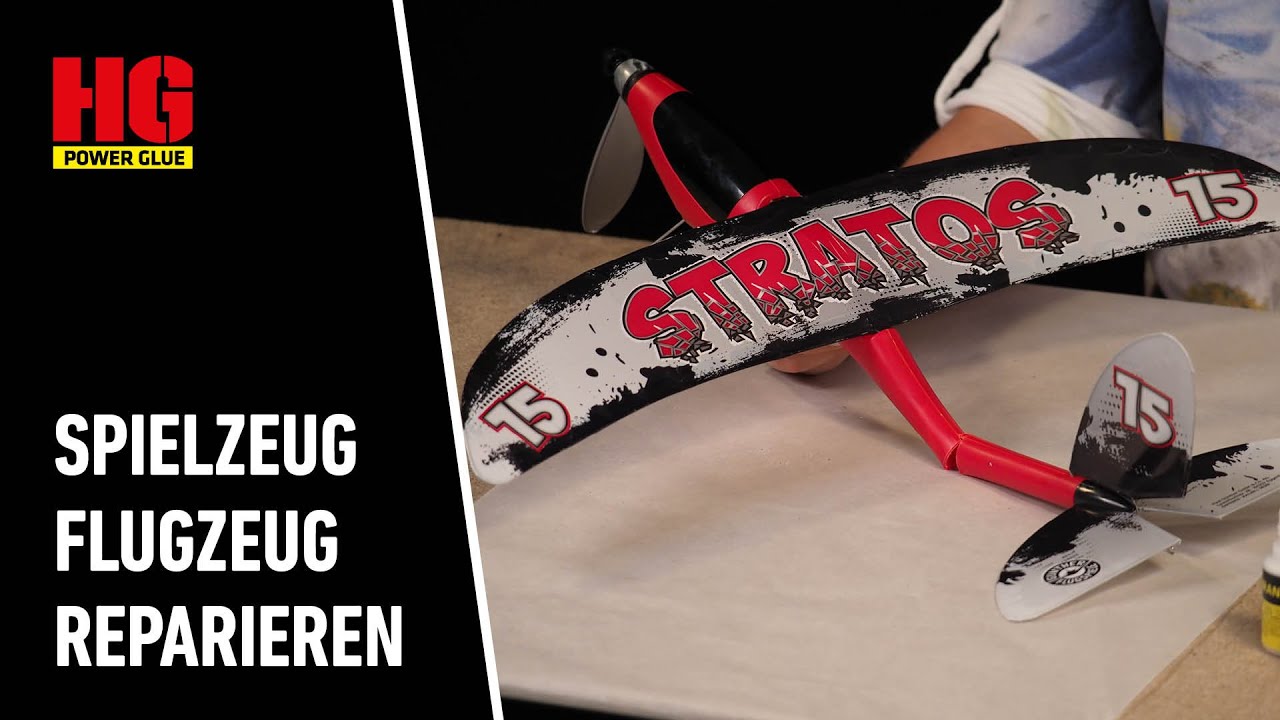 Spielzeug Flugzeug kleben und reparieren mit der Schweißnaht aus der Flasche von HG Power Glue
