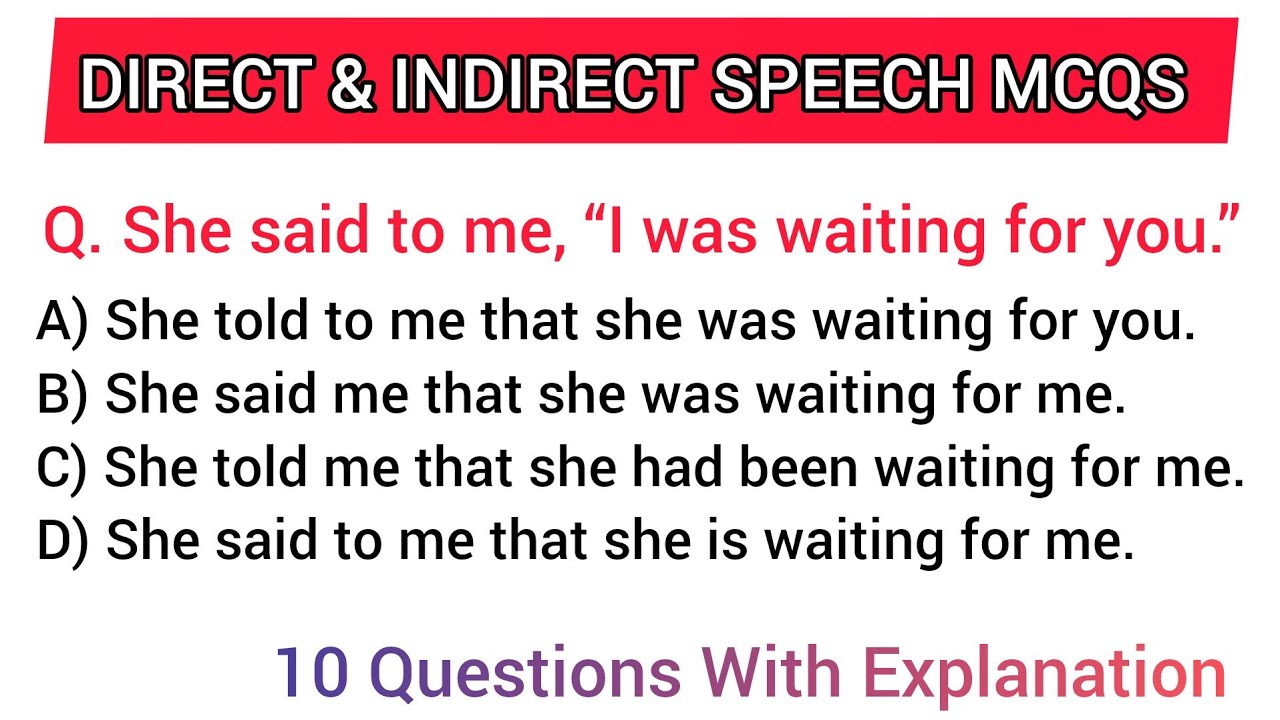 Direct & Indirect Speech MCQs | Reported Speech Quiz with Answers