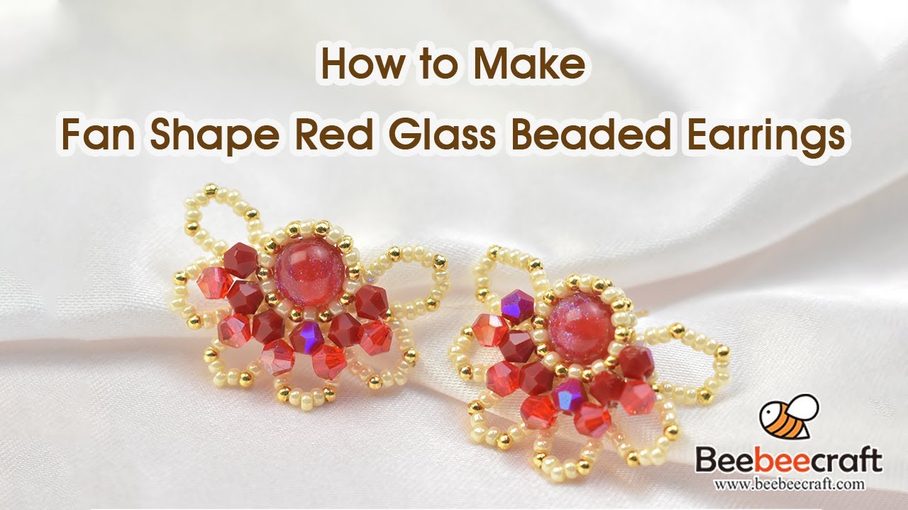 How to Make Fan Shape Red Glass Beaded Earrings